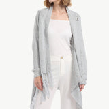 One-Button Tassel Tie Asymmetrical Hem Cardigan