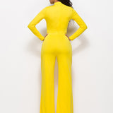 Long Sleeve Mock Neck Wide Leg Jumpsuit