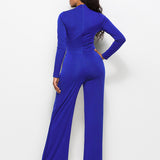 Long Sleeve Mock Neck Wide Leg Jumpsuit