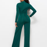 Long Sleeve Mock Neck Wide Leg Jumpsuit