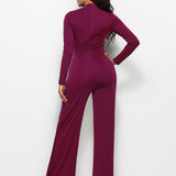 Long Sleeve Mock Neck Wide Leg Jumpsuit