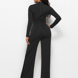 Long Sleeve Mock Neck Wide Leg Jumpsuit