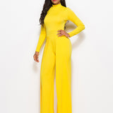 Long Sleeve Mock Neck Wide Leg Jumpsuit