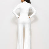 Long Sleeve Mock Neck Wide Leg Jumpsuit