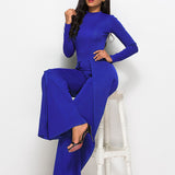 Long Sleeve Mock Neck Wide Leg Jumpsuit