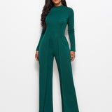 Long Sleeve Mock Neck Wide Leg Jumpsuit