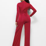 Long Sleeve Mock Neck Wide Leg Jumpsuit