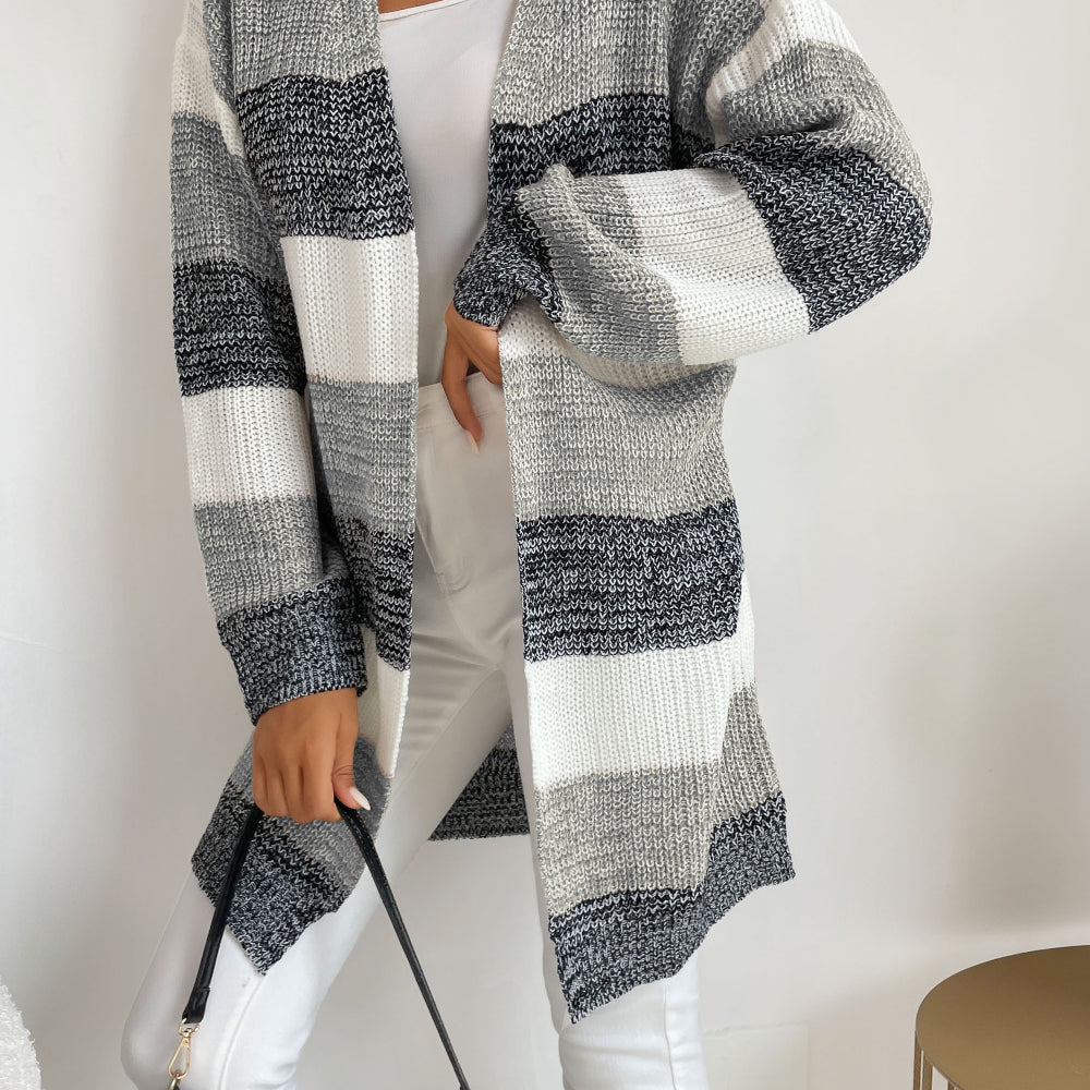 Striped Long Sleeve Duster Cardigan