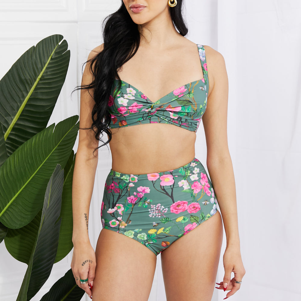 Take A Dip Twist High-Rise Bikini in Sage