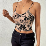 Floral Pattern Scoop Neck Crop Top