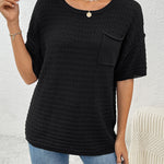Black Short Sleeve Knit Top