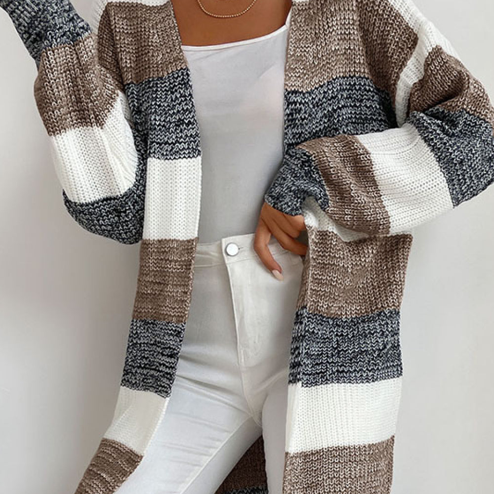 Striped Long Sleeve Duster Cardigan