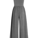 Round Neck Sleeveless Jumpsuit with Pockets