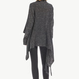 One-Button Tassel Tie Asymmetrical Hem Cardigan