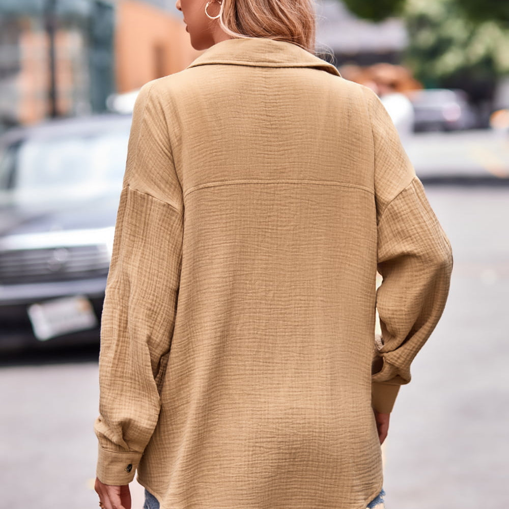 Textured Dropped Shoulder Shaket