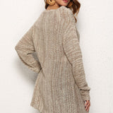 One-Button Tassel Tie Asymmetrical Hem Cardigan