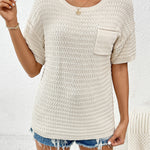 White Short Sleeve Knit Top