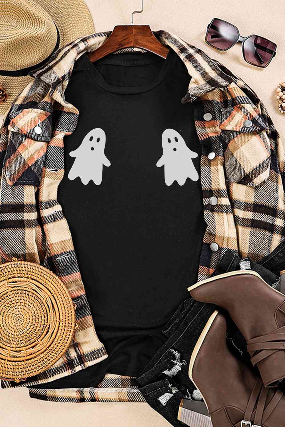 Ghost Graphic Short Sleeve Round Neck T-Shirt