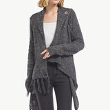 One-Button Tassel Tie Asymmetrical Hem Cardigan