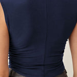 Mock Neck Ruched Cropped Tank