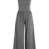 Round Neck Sleeveless Jumpsuit with Pockets