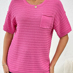 Pink Short Sleeve Knit Top