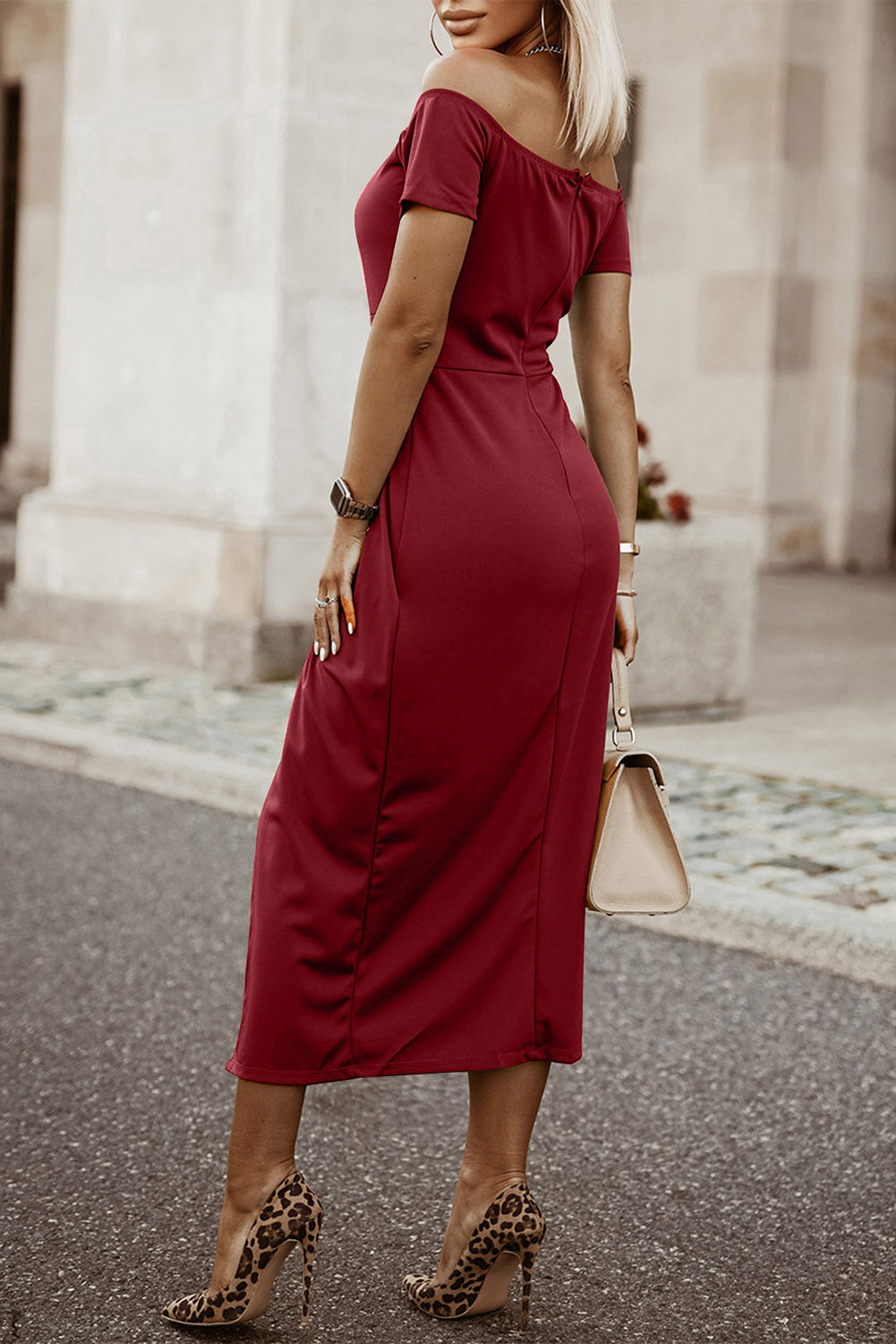 Off-Shoulder Short Sleeve Dress