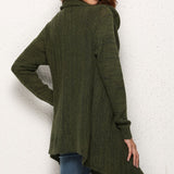 One-Button Tassel Tie Asymmetrical Hem Cardigan