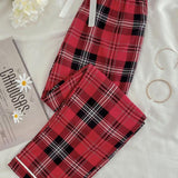 Plaid Tied Loungewear Pants