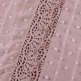 Swiss Dot Lace Trim Plunge Blouse