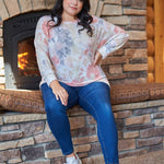 Curvy Line- Multi Tie-dye Crew Neck Long Bat Sleeve Dropped Shoulders Sweatshirt
