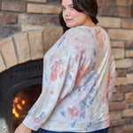 Curvy Line- Multi Tie-dye Crew Neck Long Bat Sleeve Dropped Shoulders Sweatshirt