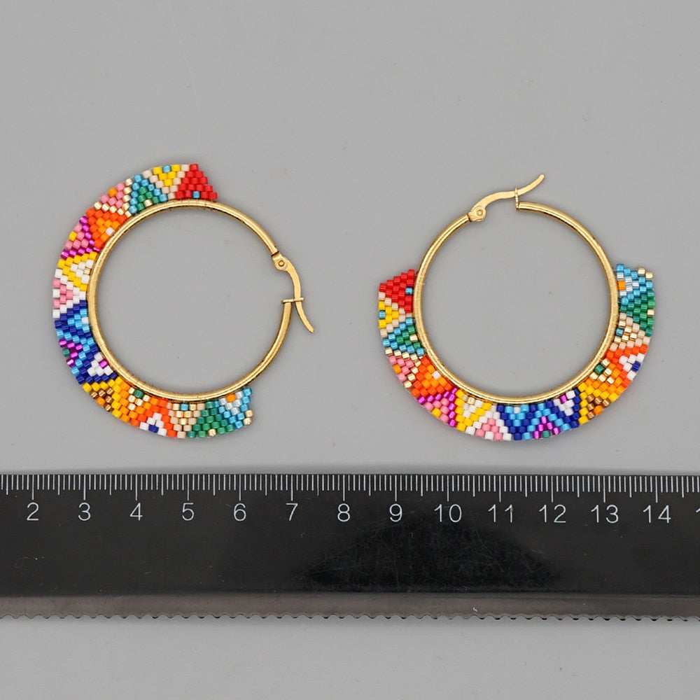 Go2Boho Hoop Earrings Stainless Steel Earrings Miyuki Beaded Ear Ring Women Jewelry Gift for Her 2021 Trendy Bohemian Pendientes