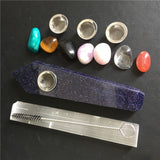 Top Natural Quartz Smoking Pipe Crystal Point Wand Healing Crystal gemstoneWith Metal Filter wholesale price Home decoration