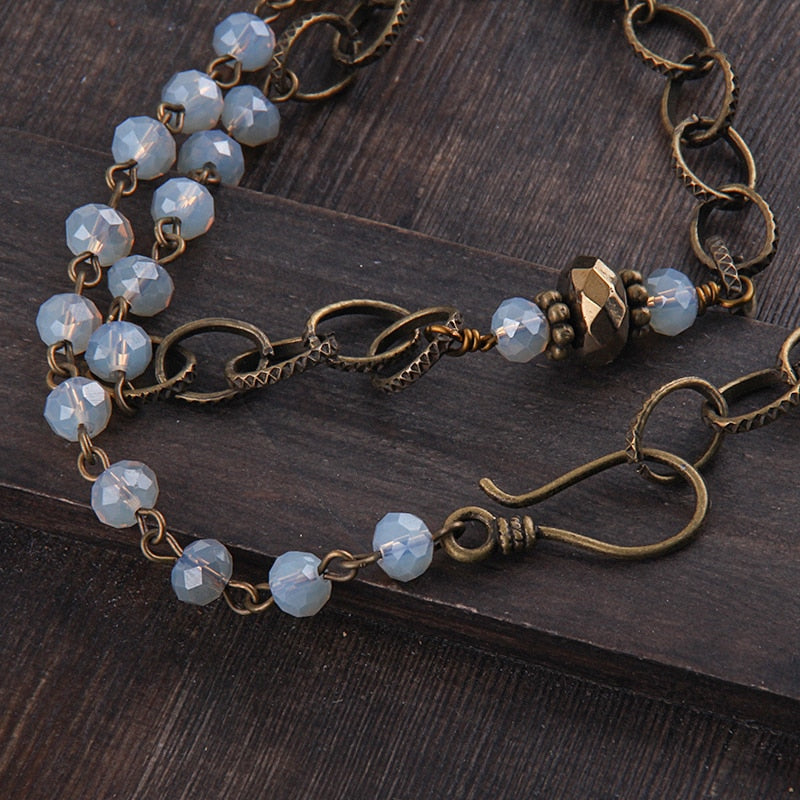 Bohemian Antique Crystal Pendant Necklaces
