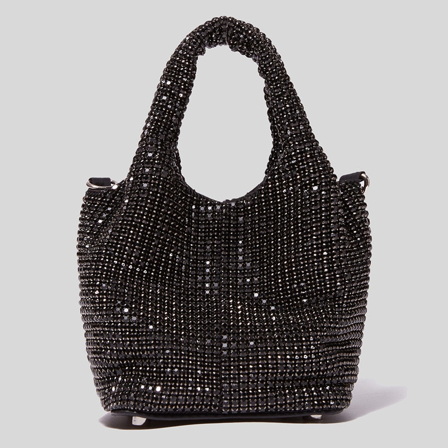 Luxury Diamonds Basket Bag Designer Brand Women Handbag Shinny Rhinestone Shoulder Crossbody Bag Evening Party Bucket Purse 2022