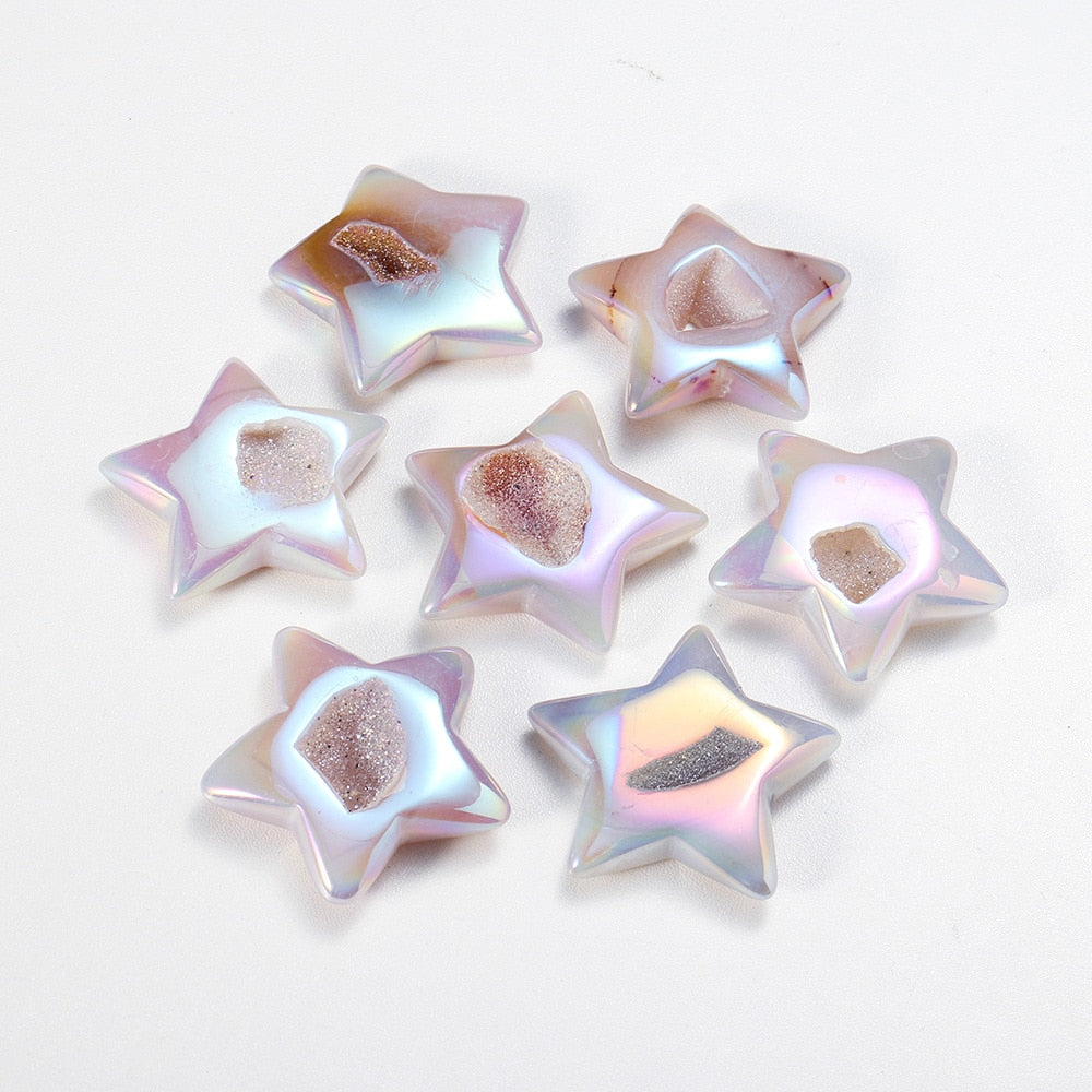 Beautiful Natural Stone Agate Cave Star Shape Crystal