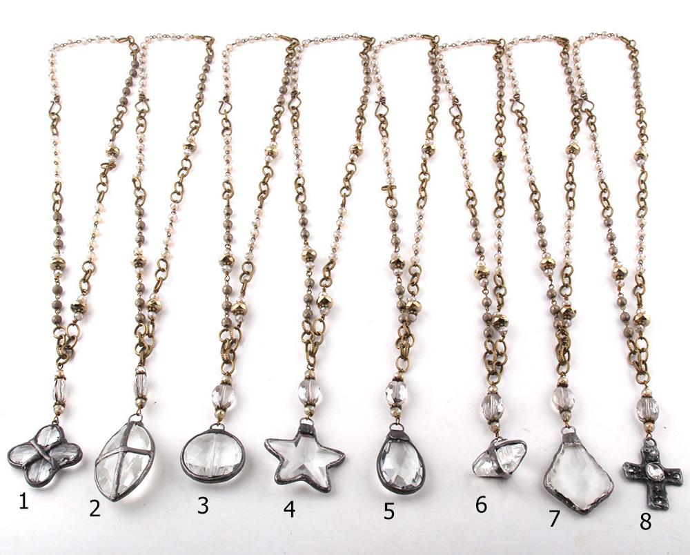 Bohemian Antique Crystal Pendant Necklaces