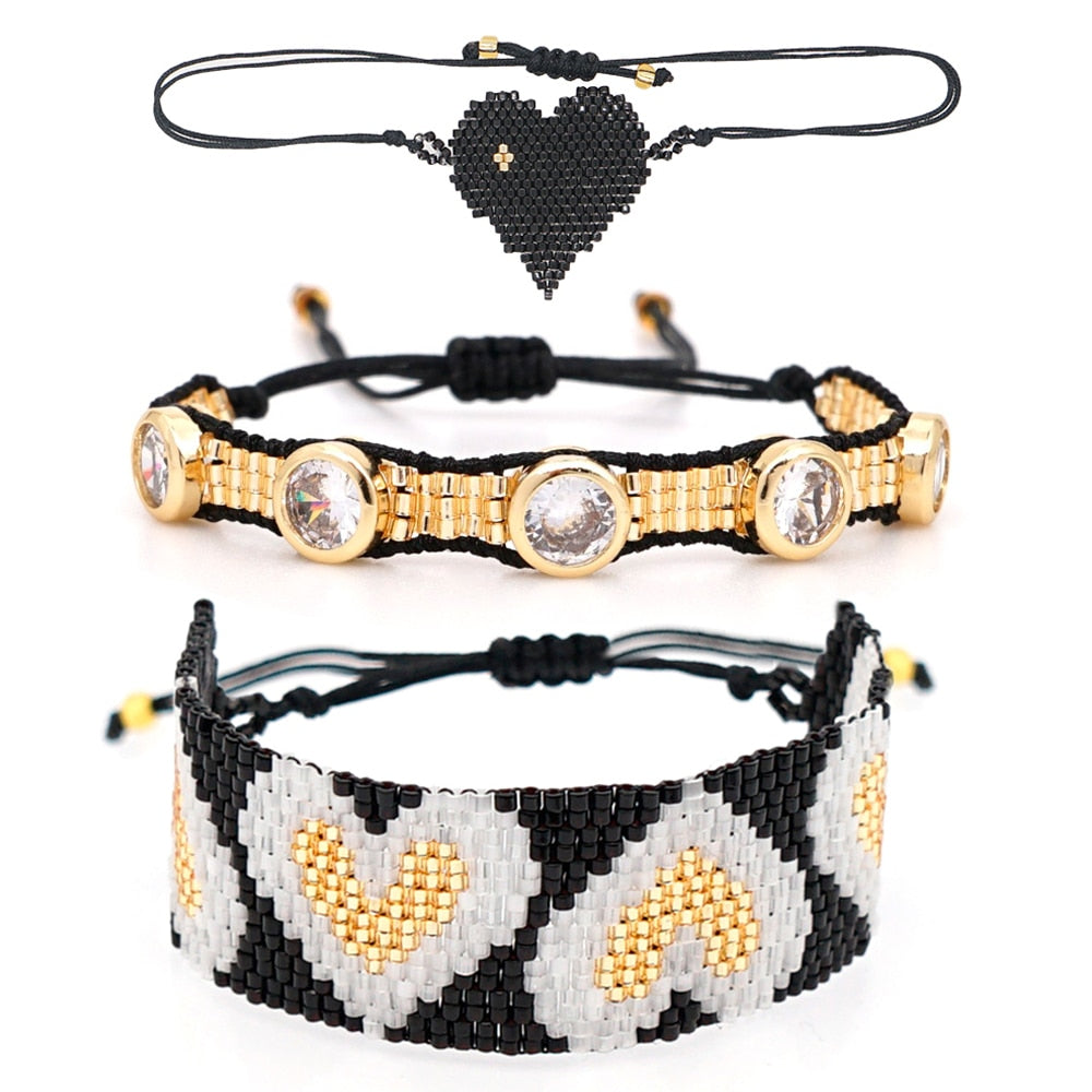 Go2boho Miyuki Bracelet Beads Design Jewellery Handmade Mexican Heart Pulseras Friends Jewelry Rhinestone Bracelets Wholesale