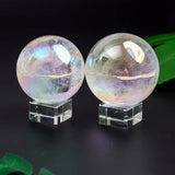 30MM-70mm Angel Aura Clear Quartz Sphere Ball Crafts Healing Crystals Stone