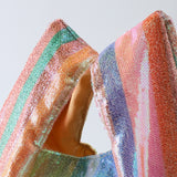 Luxury Handbags Colorful Rainbow Sequins Totes Women Bag Party Evening Clutch Bags Ladies Beach Bag Banquet Glitter Tote Stripe