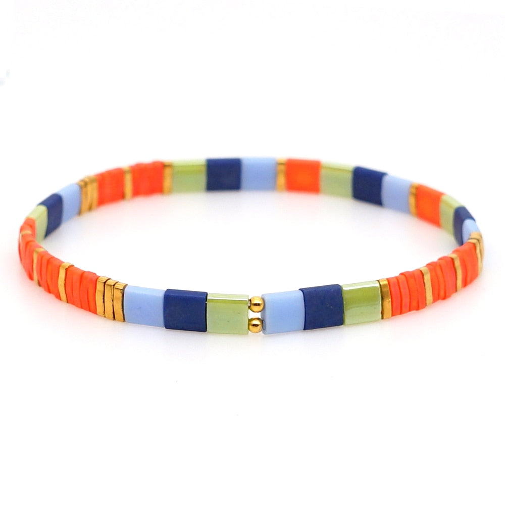 Go2boho Boho Miyuki Bracelet For Women Tila Beads Rainbow Bracelets for Girl Gift Summer Pulseras Elastic Jewelry wholesale