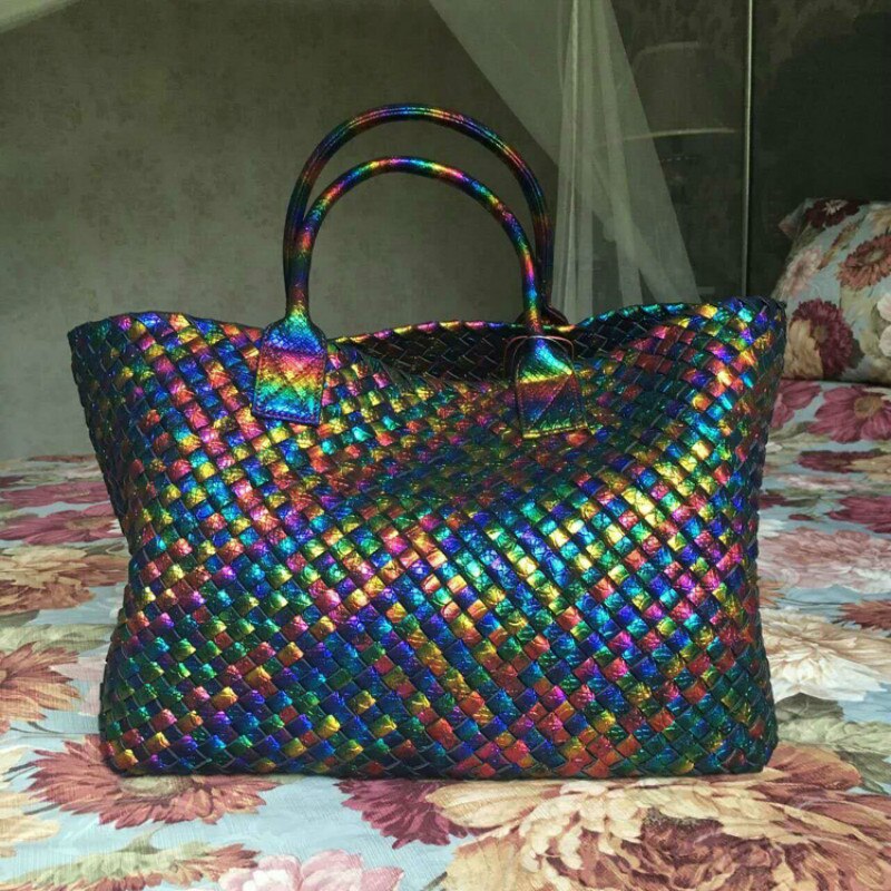 New Arrival Fashion Rainbow Weave Handbag