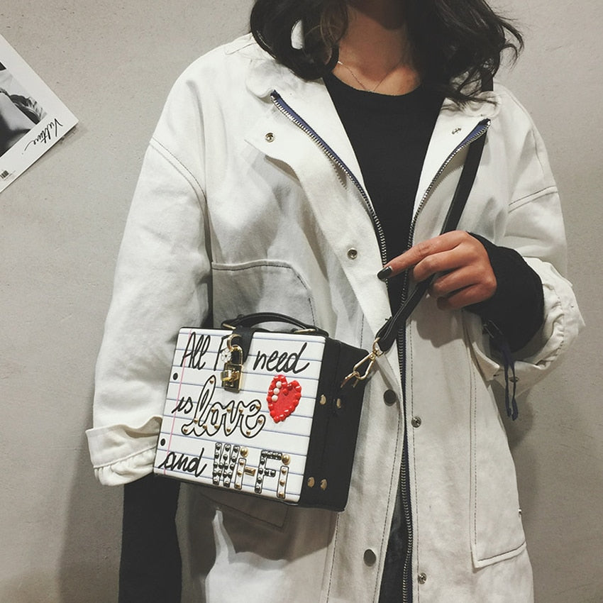 New arrival fashion letter diamonds pearl rivet box shape casual female handbag party purse ladies crossbody messenger bags SAC