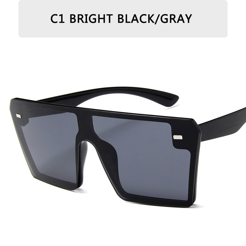 Oversized Gradient Square Sunglasses Men Women Flat Top Fashion One Piece Lens Sun Glasses Women Brand 2019 Shades Mirror