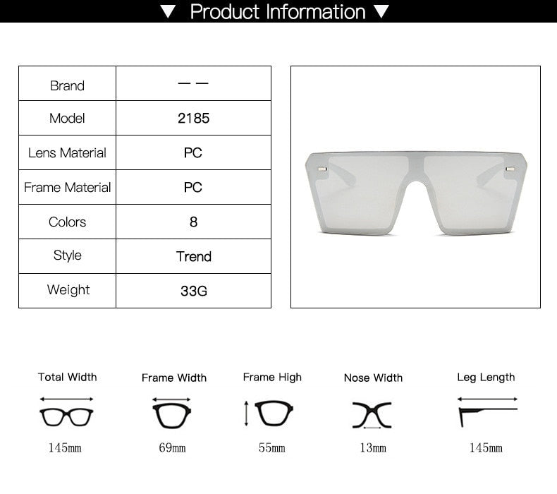 Oversized Gradient Square Sunglasses Men Women Flat Top Fashion One Piece Lens Sun Glasses Women Brand 2019 Shades Mirror