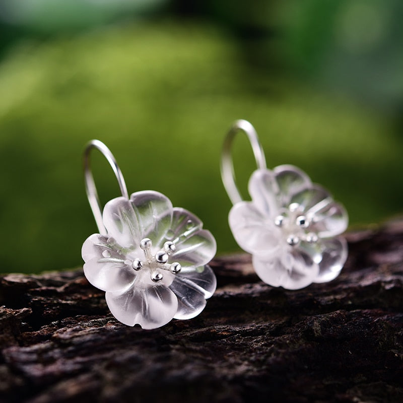 Lotus Fun Real 925 Sterling Silver Handmade Fine Jewelry Flower in the Rain Jewelry Set with Ring Drop Earring Pendant Necklace