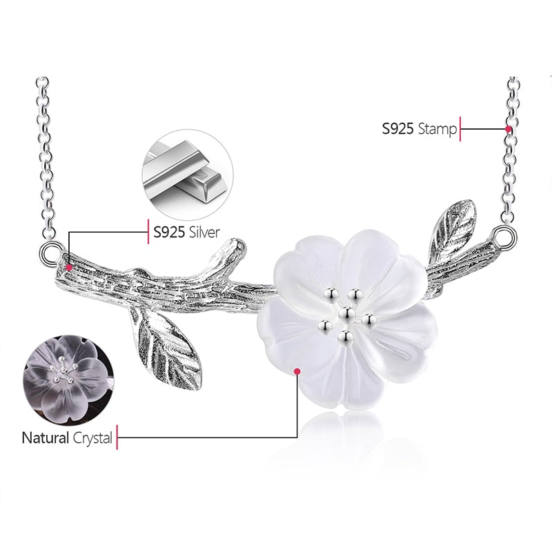 Lotus Fun Genuine 925 Sterling Silver Handmade Designer Fine Jewelry Flower in the Rain Necklace with Pendant for Women Collier