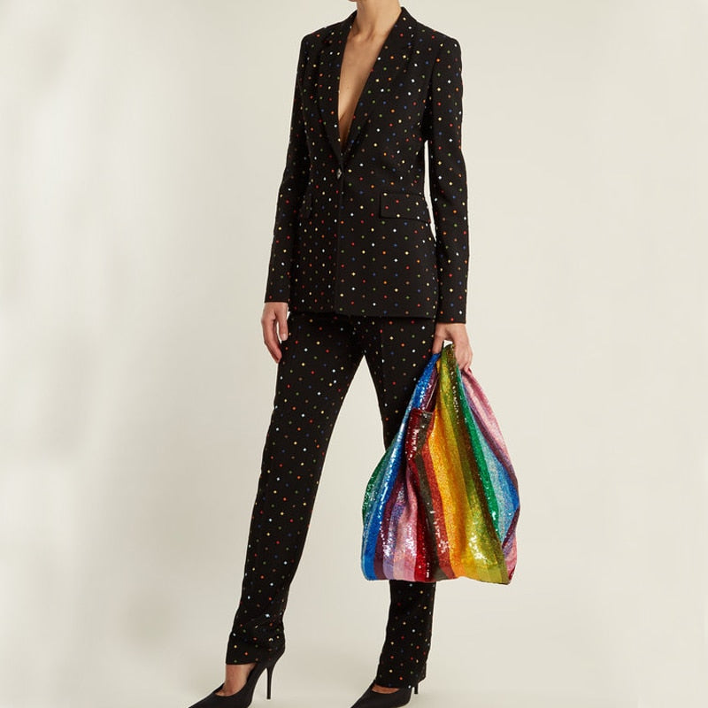 Rainbows Gradient Sequins Bags 2022 Brand Design Women Handbags Glitter Bling Summer Vest Shopping Bags Sequined Large Capacity