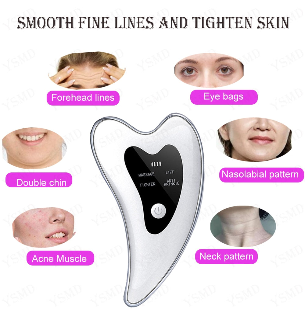 USB Charging Facial Lifting Crystal Scraping Board Massager for Face Instrument Wrinkle Remover Chin Neck Beauty Skin Care Tools